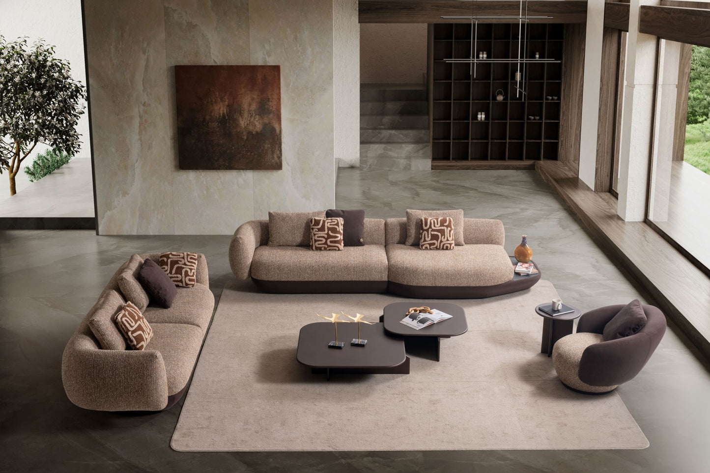 Elanor Luxury Curved Sofa Collection – Modern Designer Fabric Sofa Set