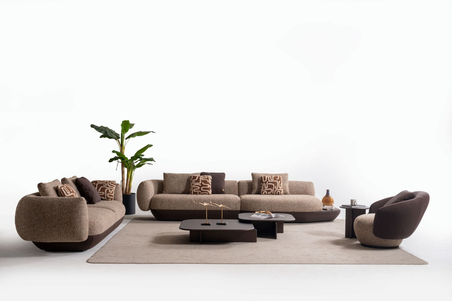 Elanor Luxury Curved Sofa Collection – Modern Designer Fabric Sofa Set