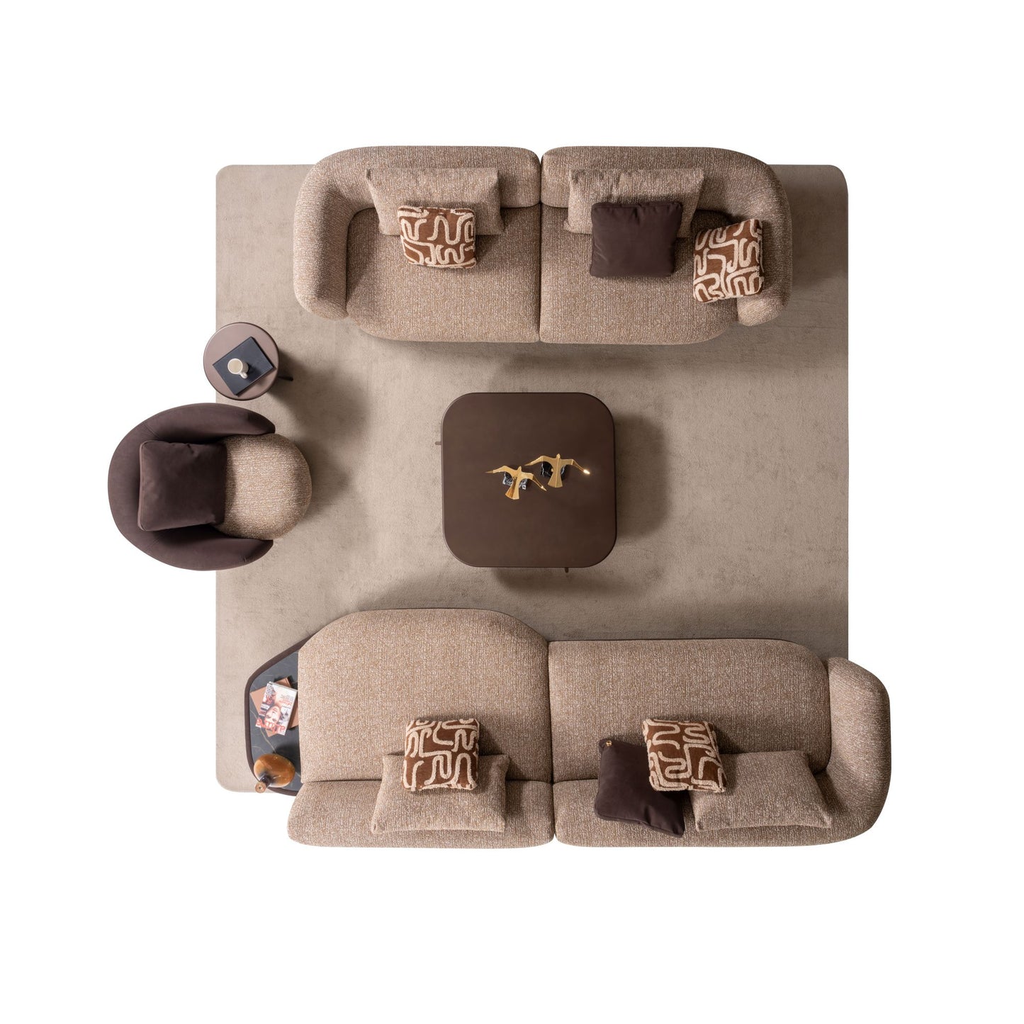 Elanor Luxury Curved Sofa Collection – Modern Designer Fabric Sofa Set