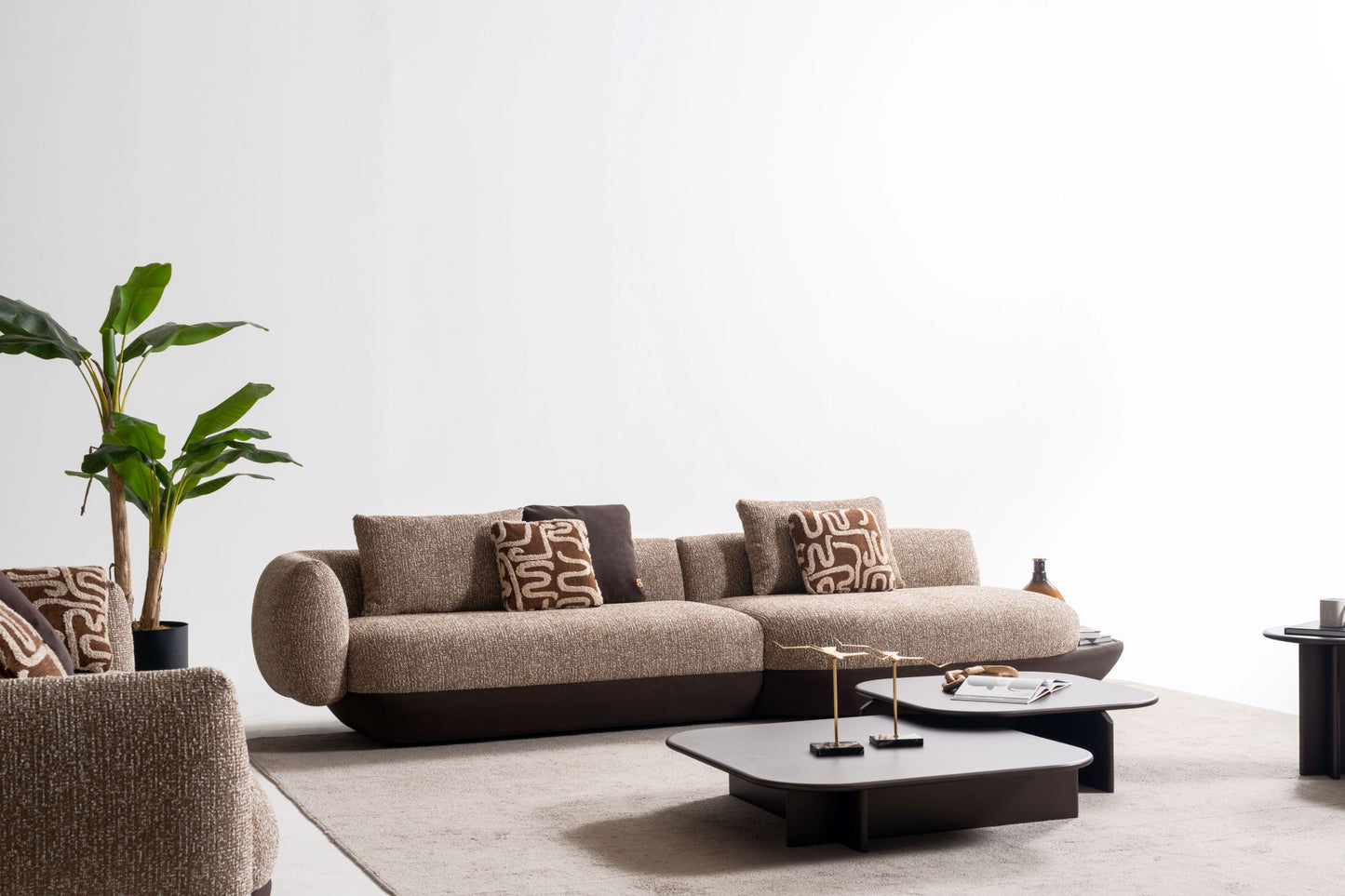 Elanor Luxury Curved Sofa Collection – Modern Designer Fabric Sofa Set
