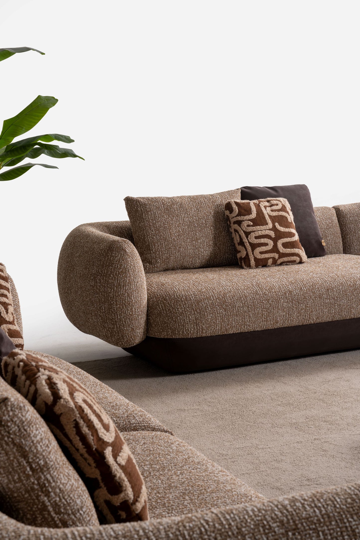 Elanor Luxury Curved Sofa Collection – Modern Designer Fabric Sofa Set