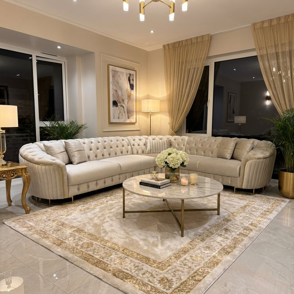 Signature Modern Curved Sofa Set – Designer Comfort Living Room Suite