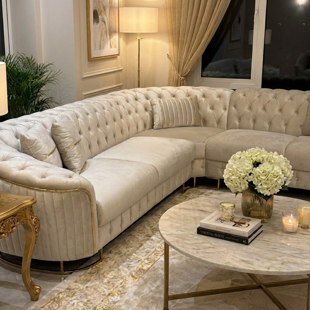 Signature Modern Curved Sofa Set – Designer Comfort Living Room Suite