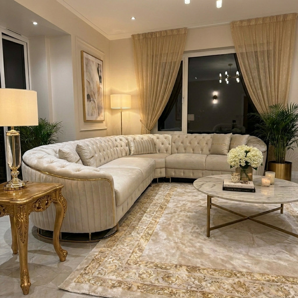 Signature Modern Curved Sofa Set – Designer Comfort Living Room Suite