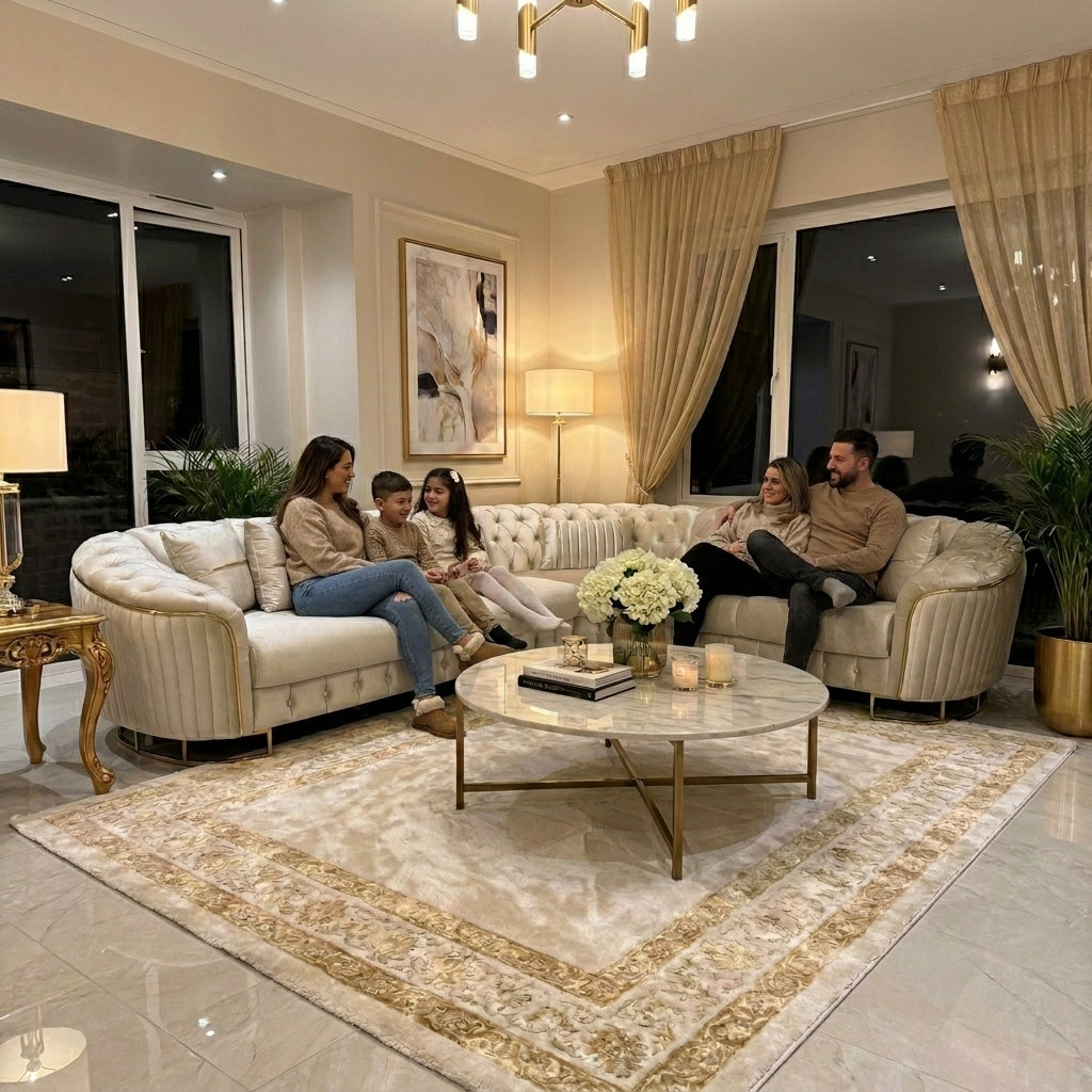Signature Modern Curved Sofa Set – Designer Comfort Living Room Suite