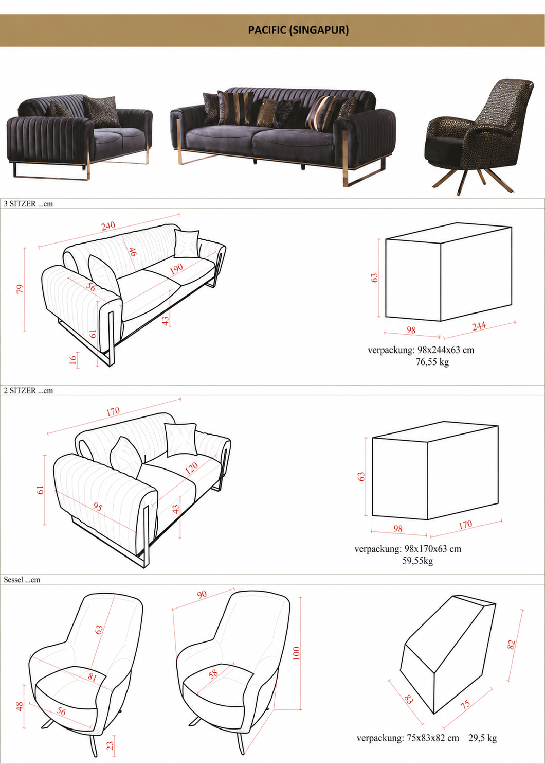 Pacific Noir Sofa Collection – Contemporary Luxury Living Room Set