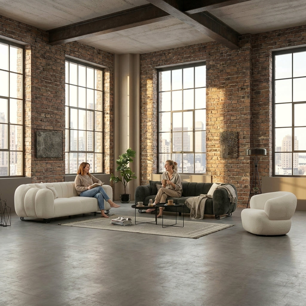 Puffy Cloud Comfort Sofa Set – Luxury Modern Curved Sofa Suite | Minimalist Turkish Design
