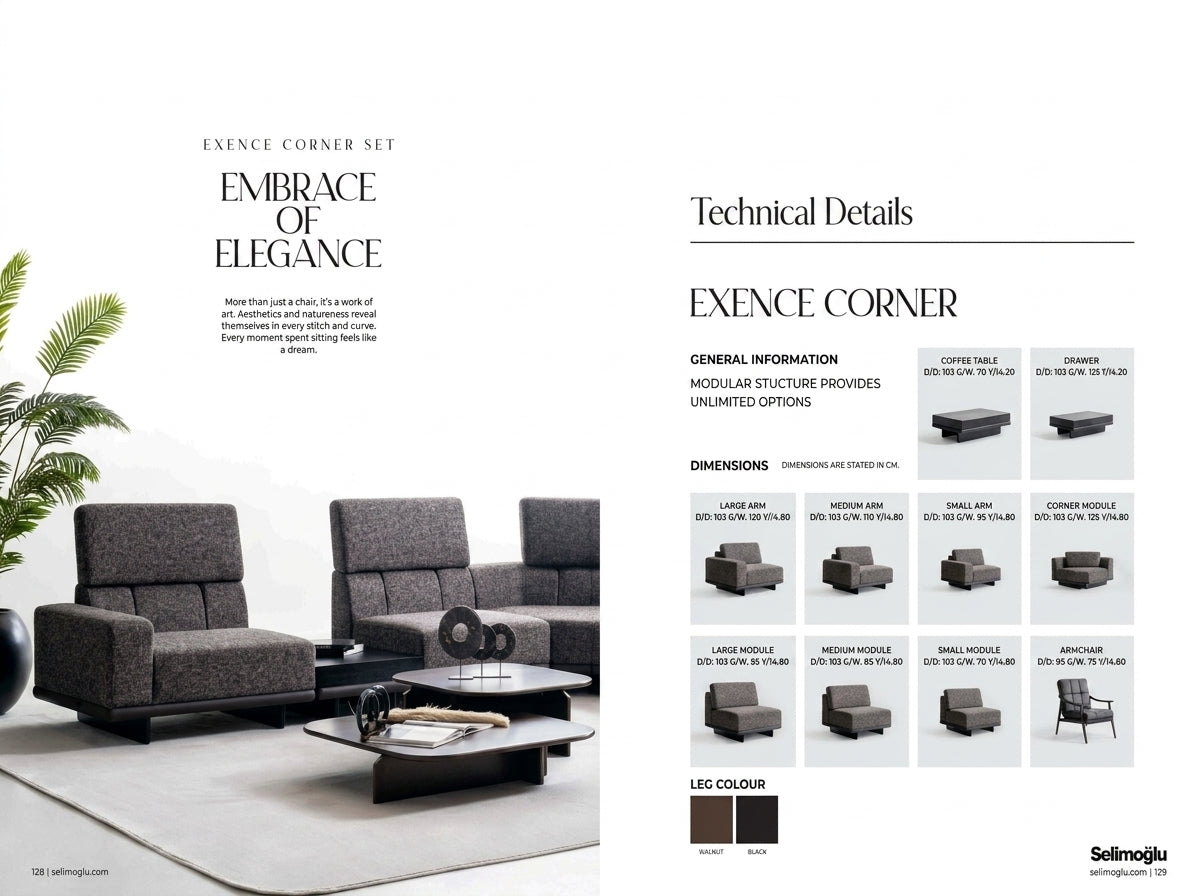 Exence Grande Corner Sofa Collection – Contemporary Modular Luxury Seating
