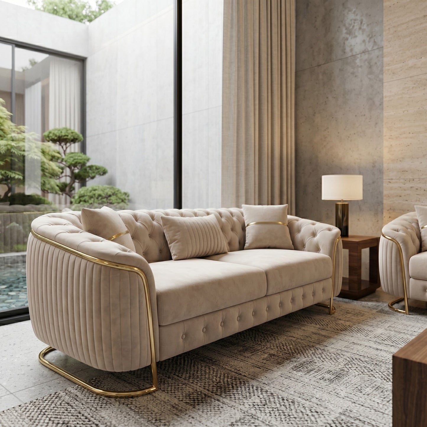 Vienna Luxe Premium Sofa Set | Luxury Velvet Turkish Sofa Suite with Gold Accents