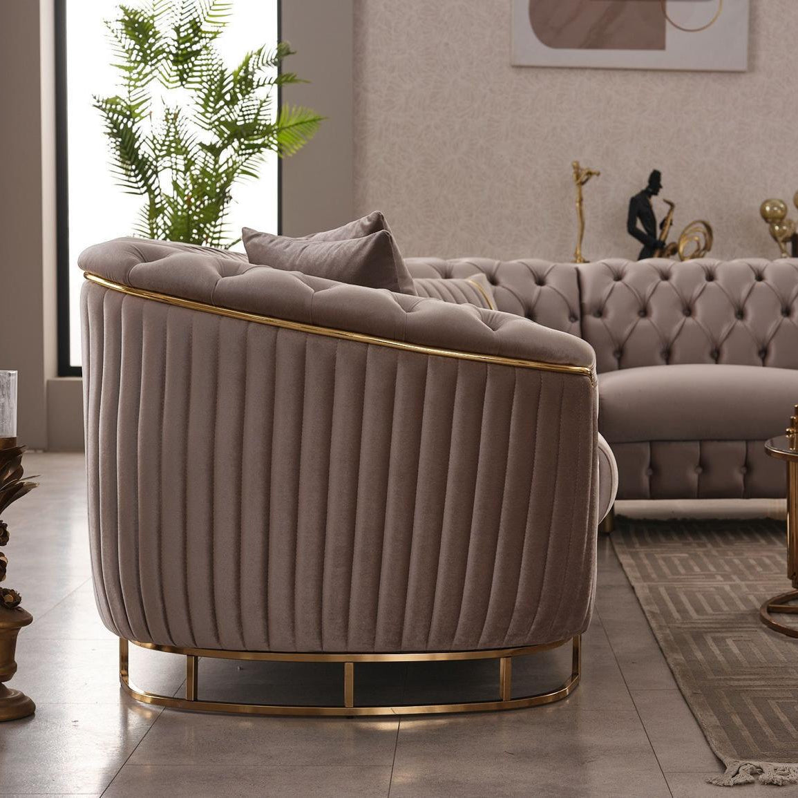 Vienna Luxe Premium Velvet Sofa Set – Luxury Turkish Chesterfield Sofa with Gold Detailing UK