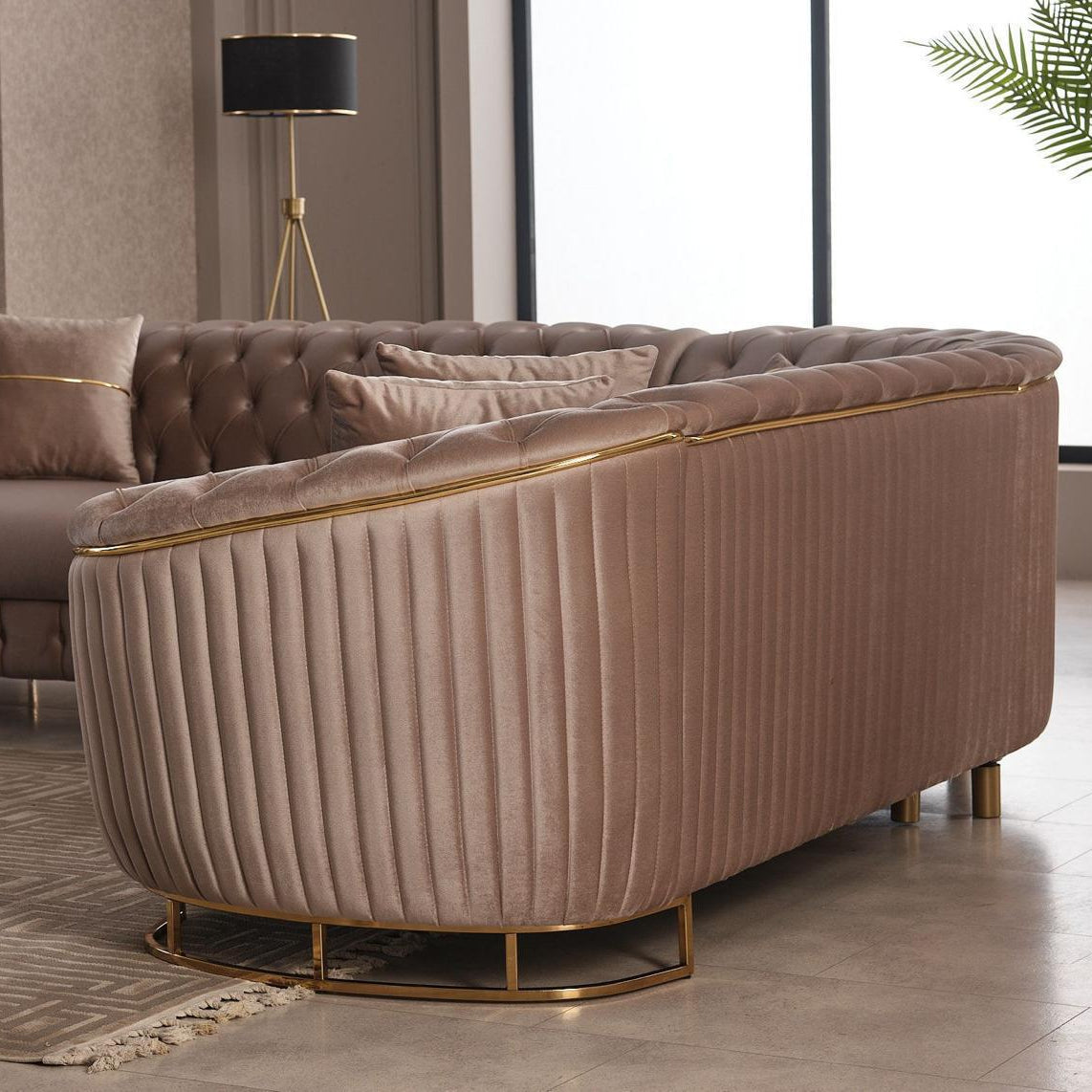 Vienna Luxe Premium Velvet Sofa Set – Luxury Turkish Chesterfield Sofa with Gold Detailing UK